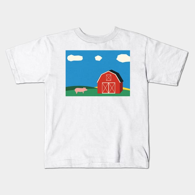 Pig And Barn Kids T-Shirt by Rosi Feist